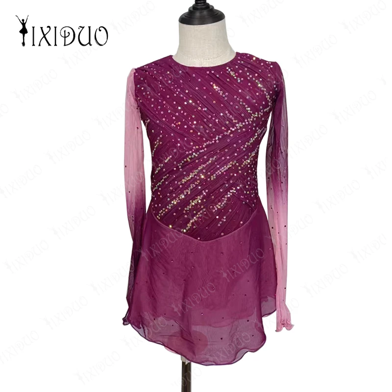 New 2024 Women's Girls' Adult Kid Performance Ballet Rhythmic Gymnastics Competition Leotard Ice Figure Skating Dress Dance