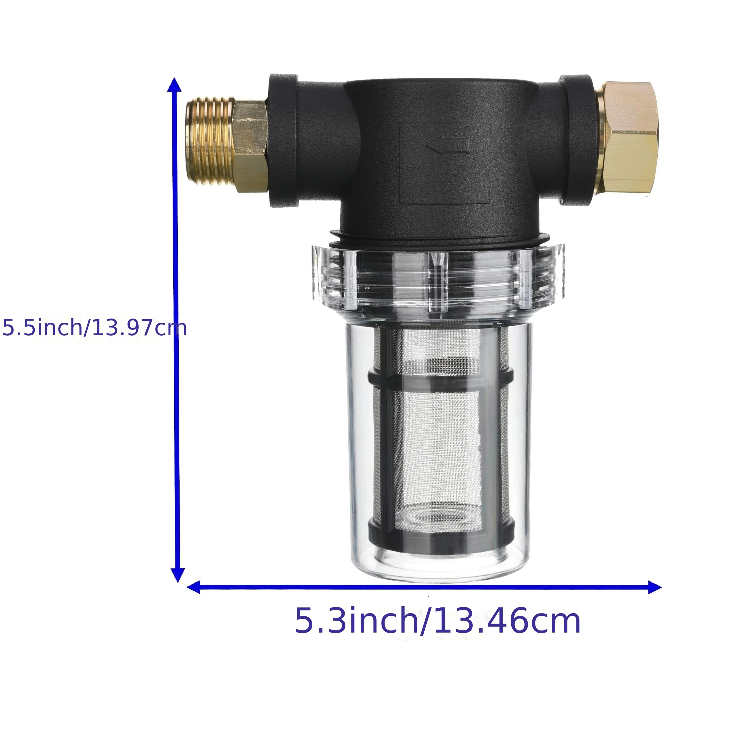 Mangueira de jardim para lavadora a pressão, Filtro Inline para sedimentos, Água de entrada, 40 Mesh Screen