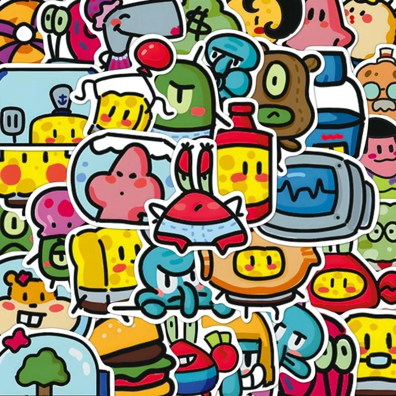 

100PCS Cartoon SpongeBob SquarePants Stickers Mobile Phone Notebook Suitcase Mobile Phone Shell Decoration Stickers Wholesale