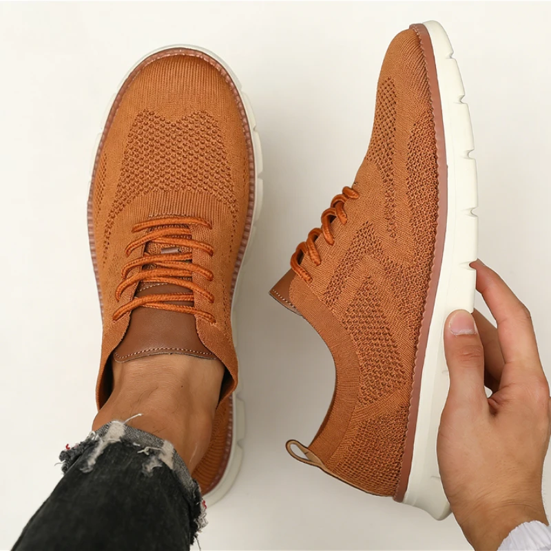 Stylish Brown Casual Sneaker Men's Athletic Shoes Breathable Ultra-LightWalking Mesh Soft Sole Outdoor Anti Slip Running Shoes