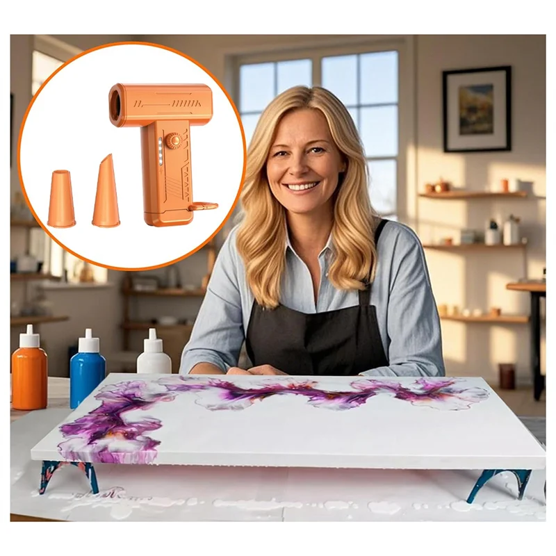 WHYY-Cordless Acrylic Paint Pouring Blower Electric Wireless Airflow Tool For Fluid Art, Dutch Pour, Resin Waves