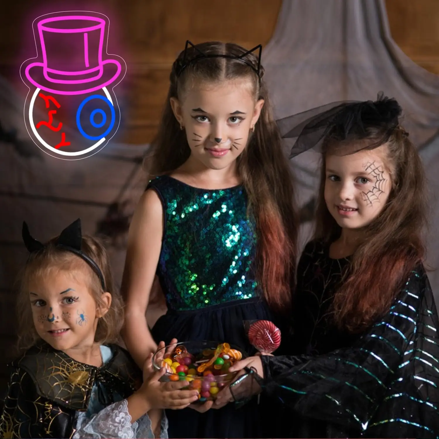 Eyeball LED Neon Sign for Wall Decor Gothic Haunted House Light Dimmable Switch for Windows Bedroom Halloween Party Decor