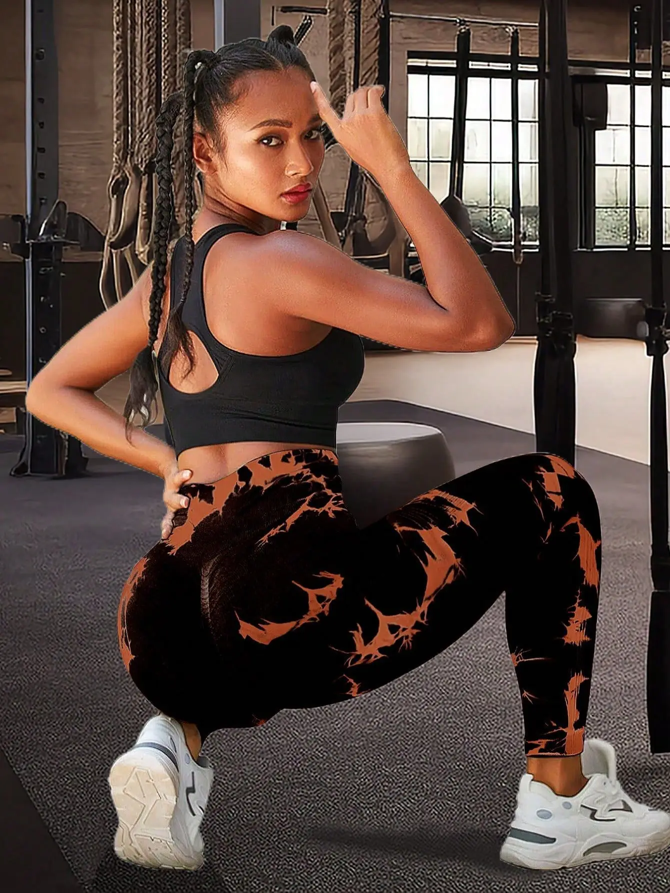 

European and American Fashion Bestseller Seamless Peach Fitness Pants for Women Wearing with Hip Lifting Tie Dye Yoga Pants