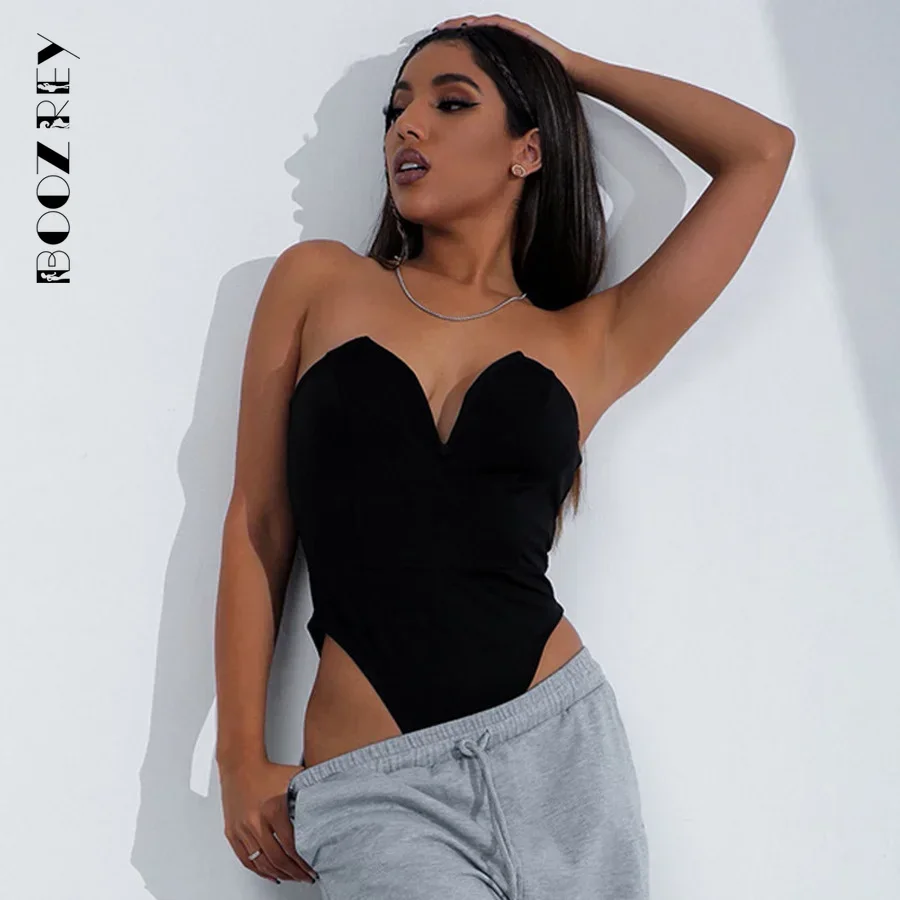 Chemise moulante et amincissante pour femme, combinaison taille haute, Sexy, une pièce, avec décolleté en V, couleur unie, automne