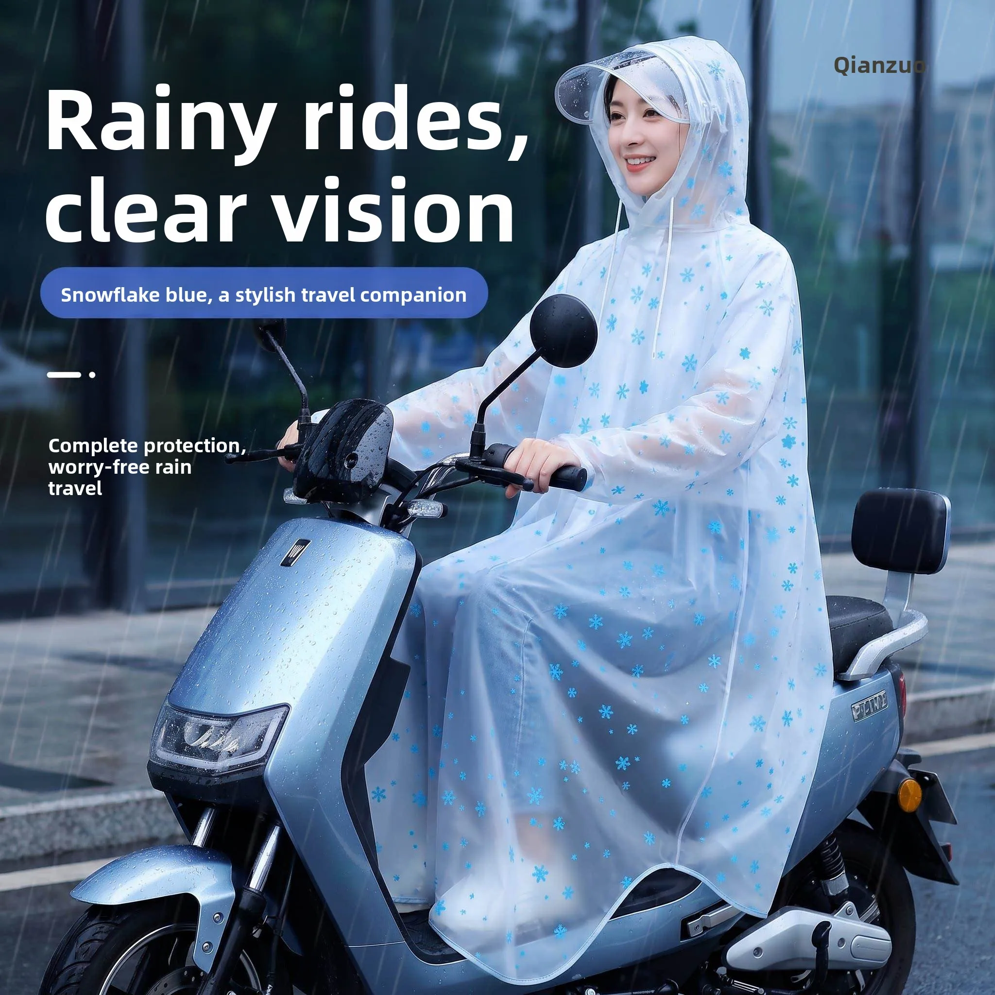 

Portable Bike Riding Women's Raincoat Full Body Waterproof Single Person Easy to Wear And Remove Bicycle Raincoat