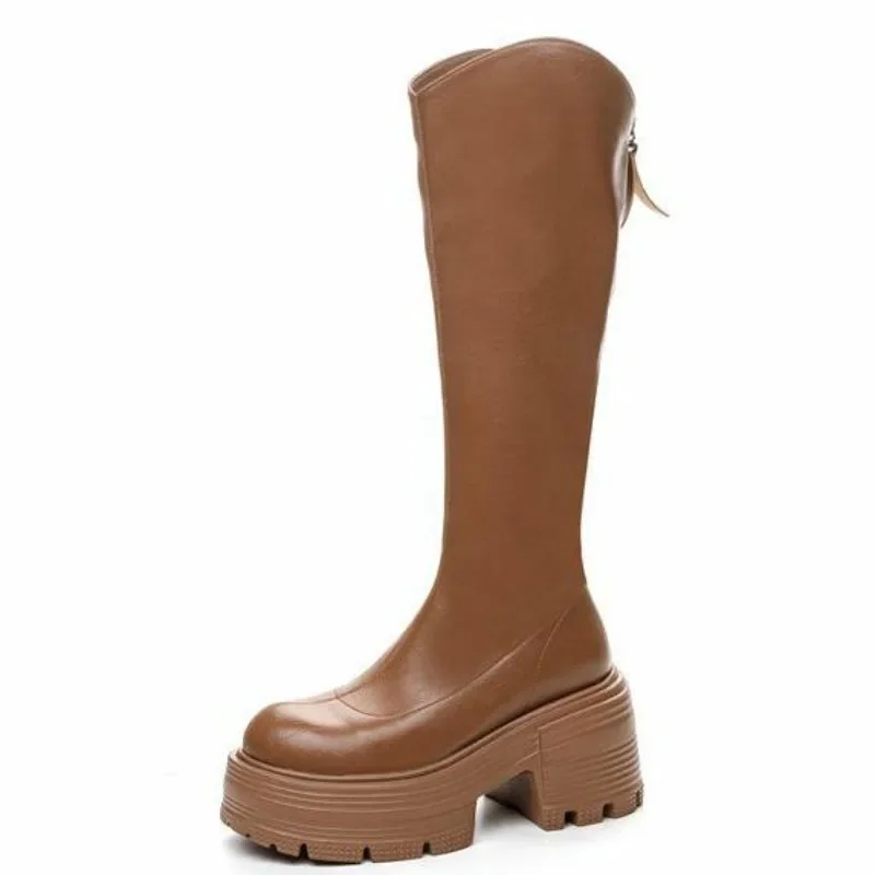 9cm patente microfibra couro feminino plataforma cunha moda inverno outono botas zip moda botas primavera bloco joelho sapatos altos