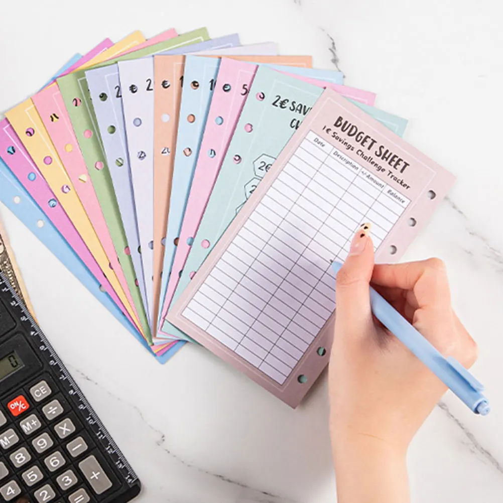 

48 Pcs Savings Challenge Envelopes A6 Size Binder 6 Hole Design Deposit Cards Monthly Financial Habits