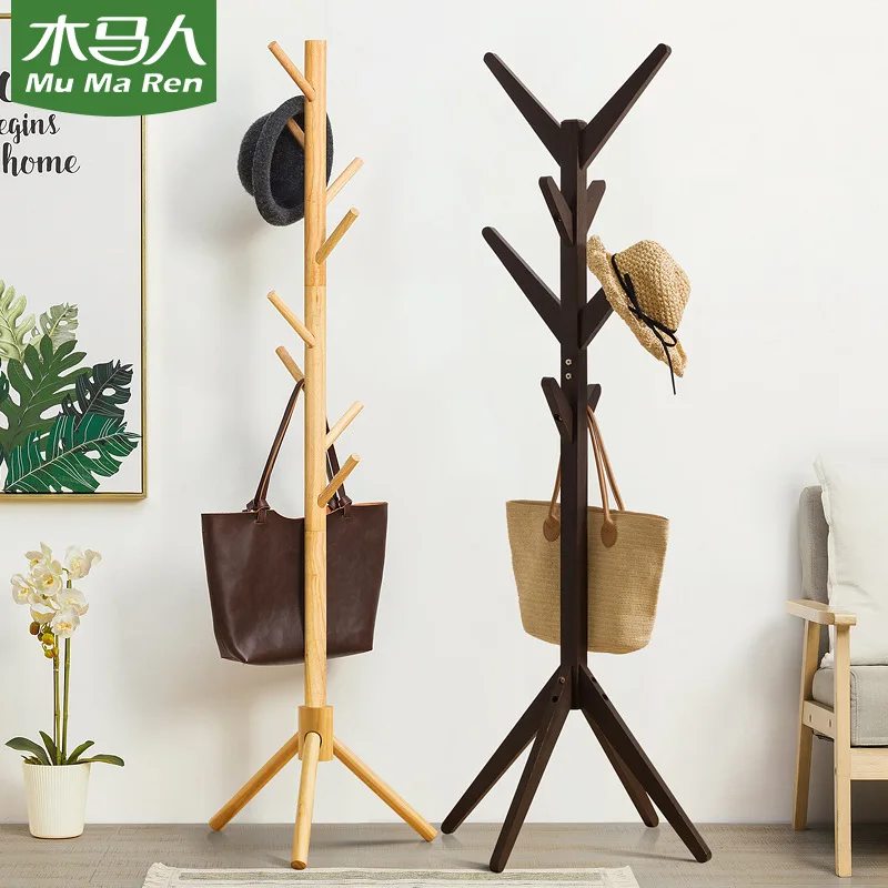 

Simple Coat Rack, Hanging Hanger, Floor-to-ceiling, Living Room, Bedroom Hanger, Children's Solid Wood Clothes Rack