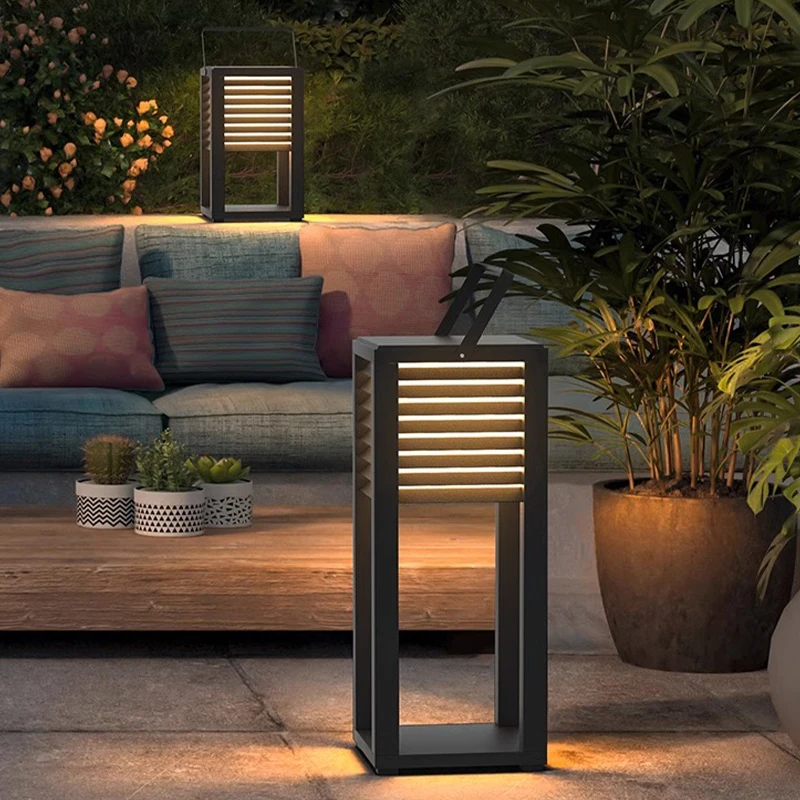 Luz de suelo Solar sin cables, lámpara de césped cuadrada para casa de campo, luces decorativas impermeables para jardín y paisaje al aire libre