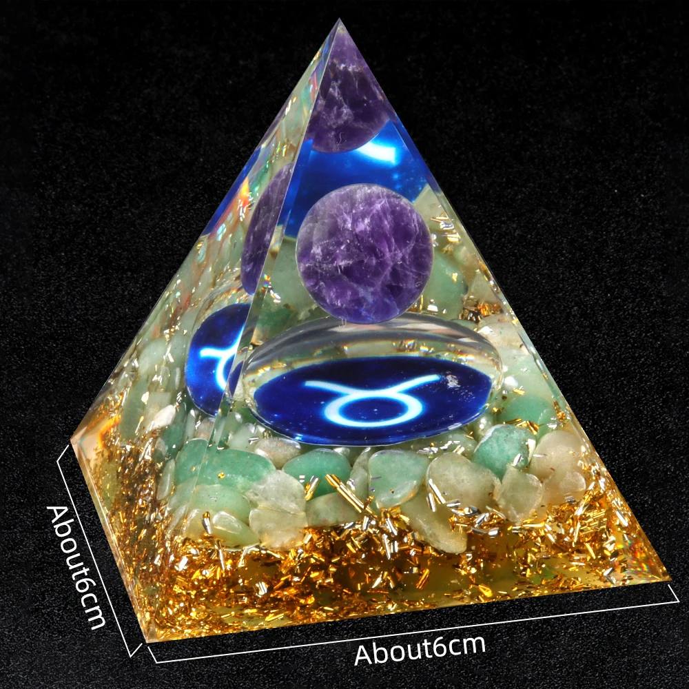 Constellation Gift Energy Resin Pyramid Amethyst Healing Natural Crystal Tree Reiki Chakra Generator Orgonite Pyramid Room Decor