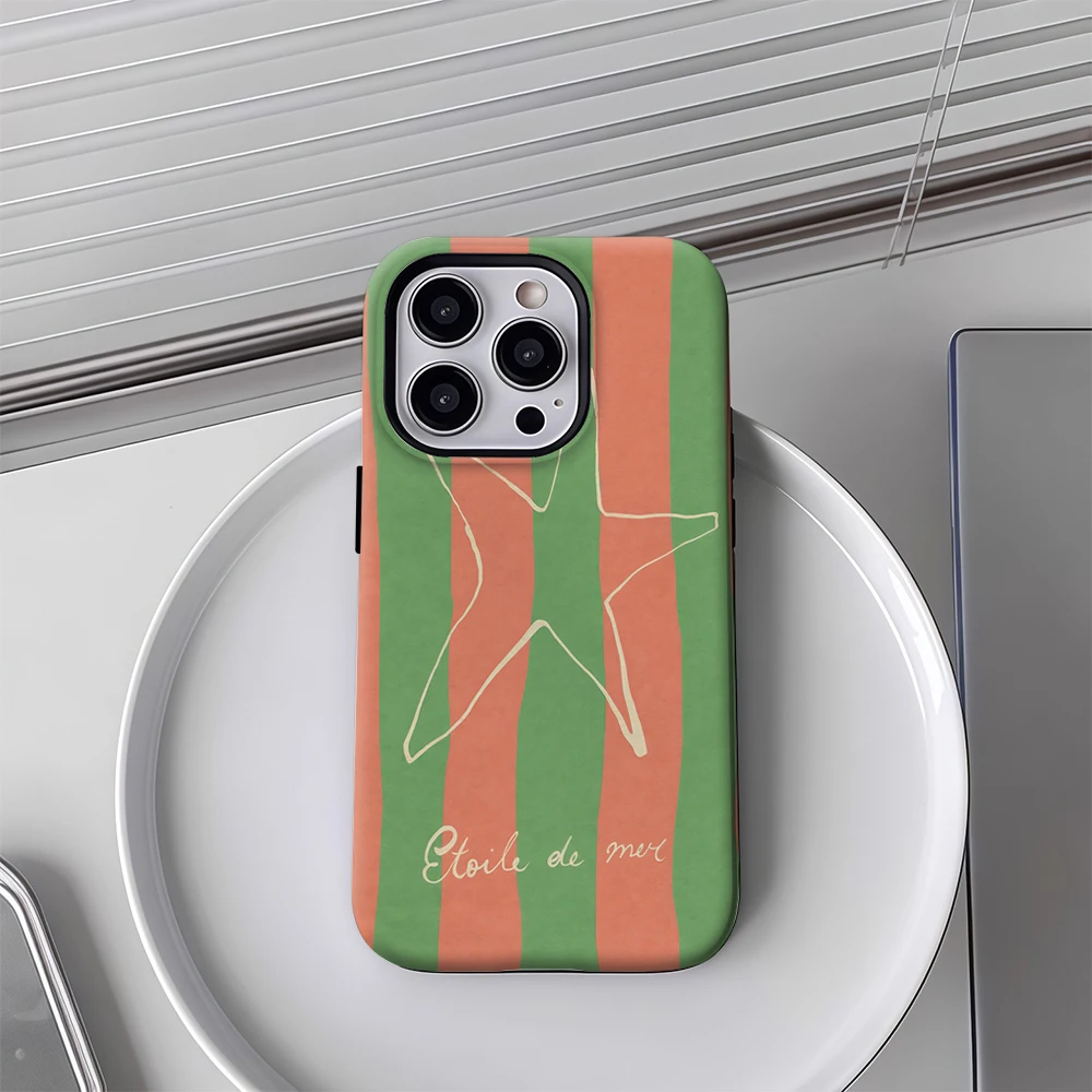 Starfish Stripes Phone Case for Samsung Galaxy S20 S23 S24 S25 S26 FE Plus Ultra Edge 4G 5G Luxury Double-layer Back Cover