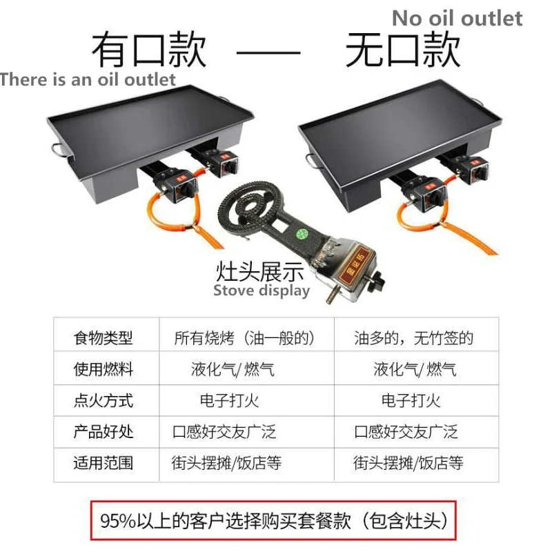 Bbq Gas Teppanyaki Commercial Cast Iron Grill Pan Set Up Stand Special Squid Fried Rice Machine Home Barbecue Plate