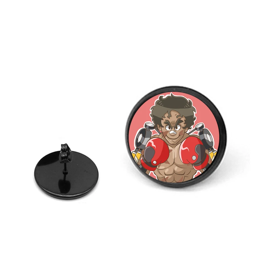 2 PCS Girls Cool Earring Anime MEGALOBOX Cartoon Ear Round Wo  Black Ear Studs Round Shaped Beautiful Clasp Stud Earring