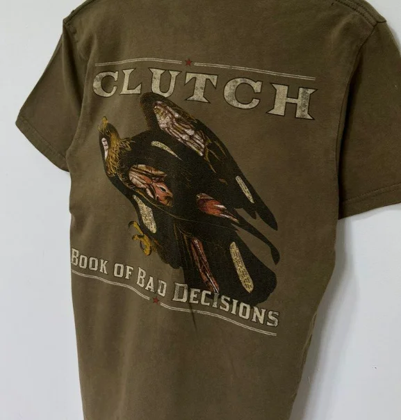 Clutch band graphic front print short sleeve shirt dark chocolate color KTV8277