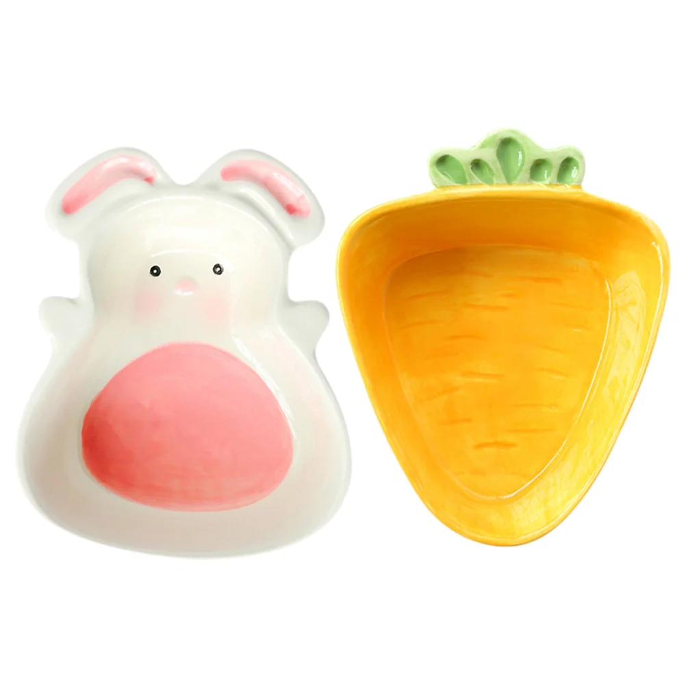 

2Pcs Ceramic Cartoon Sauce Bowls Bunny Carrot Shape Small Dipping Seasoning Dish Baby Snack Bowl Cute Serving Appetizer