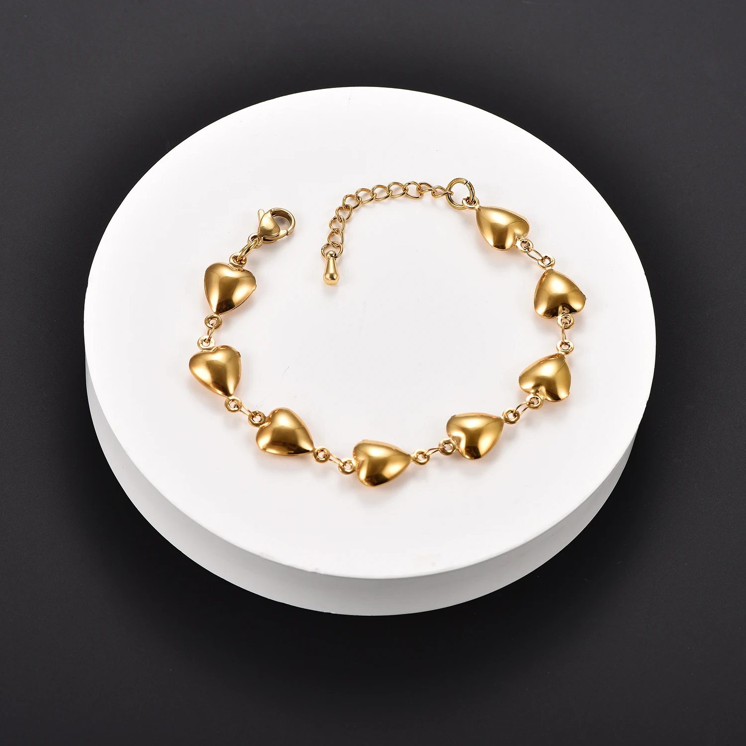 Strandurlaub Edelstahl Mehrfache Herzen Halskette Armband Wasserdichte Sommer Fußkettchen Persönlichkeitsschmuck für Frauen Mädchen – Detail 4