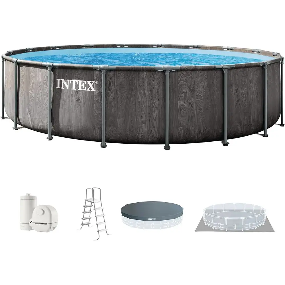 

18ft x 48in Above Ground Pool Set with 1500 GPH Filter Pump, Ladder, Cover, and Ground Cloth