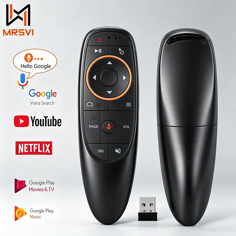 Control Remoto por Voz MRSVI Air Mouse G10S 2.4G Inalámbrico con Giroscopio para H96 MAX X88 PRO HK1 Q5 Android TV Box/PC/HTPC