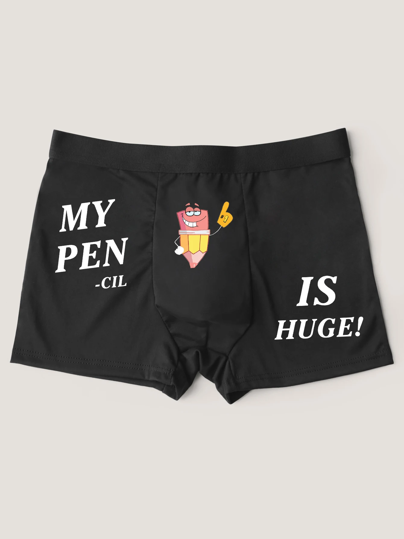 Men Quirky Letter Print Panties Boxer Briefs Breathable Underpanty my pencil is huge Print Boxer Shorts Plus Size S-XXL