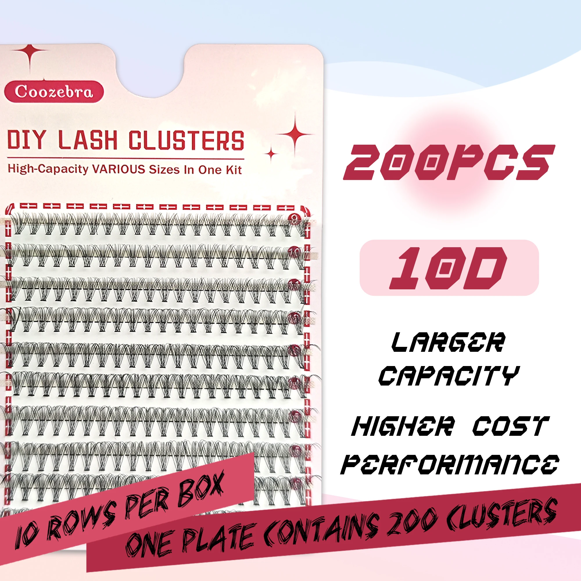 

D-curl 200 cluster eyelash extension cluster 3D eyelash Single eyelash natural appearance 9-16mm mixed long vacation eyelashes