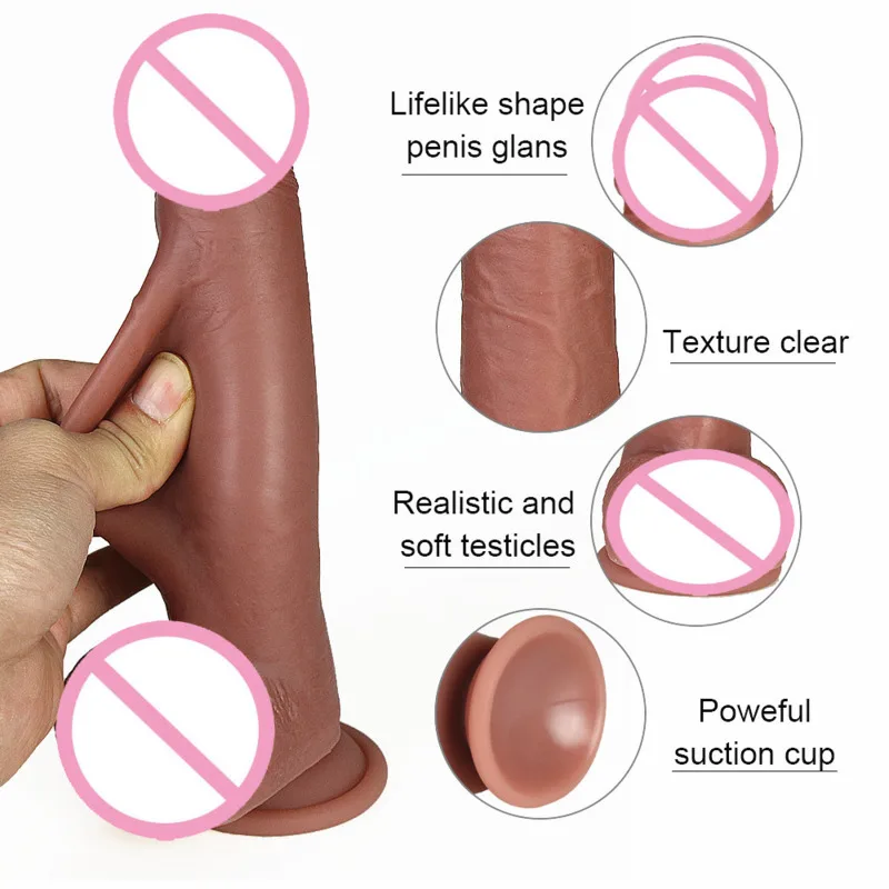 Simulation Dildo True Muscle Penis Liquid Silicone Female With Suction Cups  Masturbation Adult Safer Sex Toys for Woman Sextoys