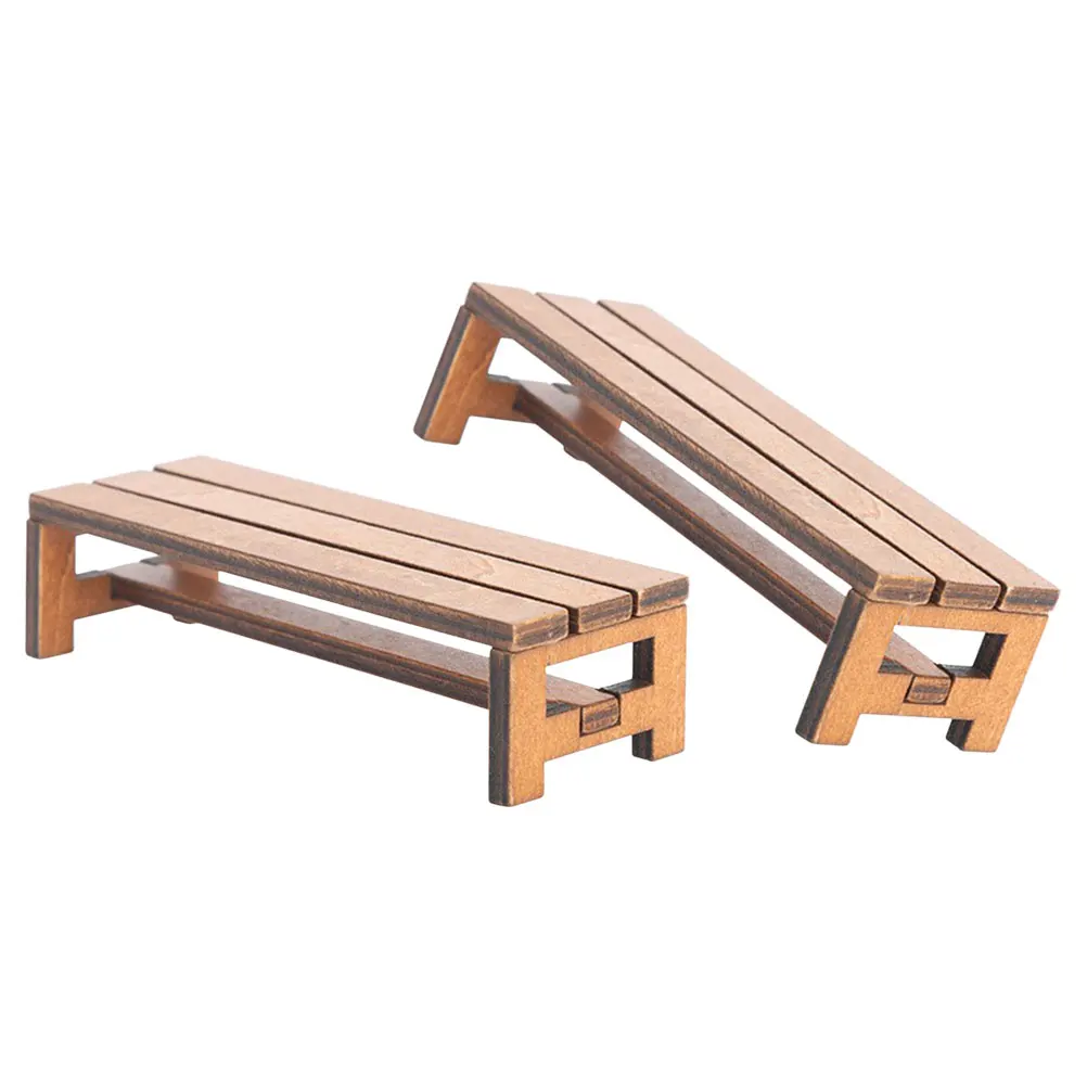 Banco en miniatura para casa, parque realista, Mini muebles de almacenamiento, accesorio de decoración para el hogar, banco en miniatura, mano de obra fina, 2 uds.