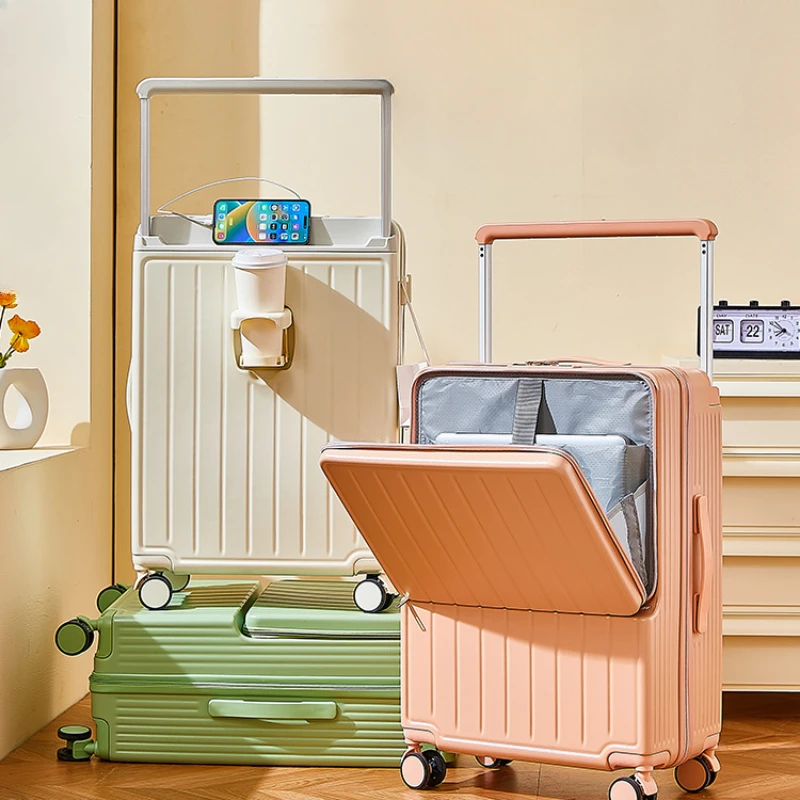 Boîte à bagages à nervures larges avec couvercle d\'ouverture avant, valise de voyage multifonctionnelle pour hommes et femmes, grande capacité, mot