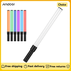 Andoer D2 Handheld RGB Light Tube LED Video Light Wand 2500K/5500K/8500K Dimmable Built-in Battery for Vlog Live Streaming