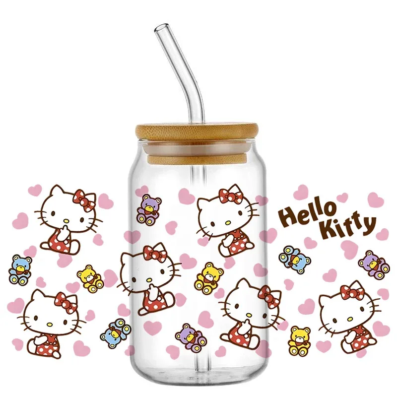 

Custom Sanrio Coffee Kitty Logo 16oz Libbey Cup DIY 3D Wrap UV DTF Transfer Sticker Popular Car Mug