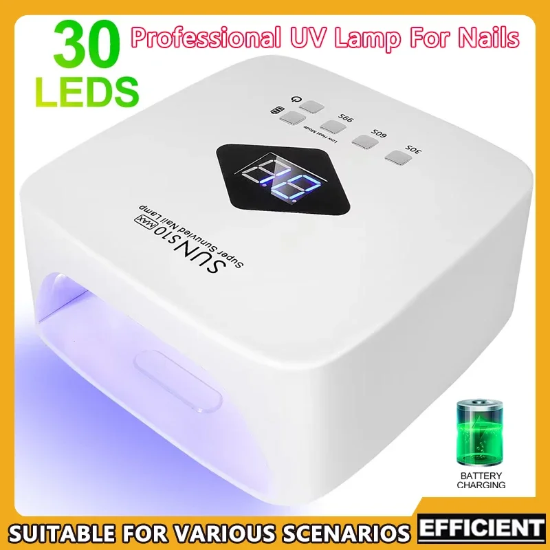 

Professional Cordless UV LED Nail Lamp, Rechargeable Gel Nail Light Machine, Removable Bottom, 4 Timer Settings, Nail Tool