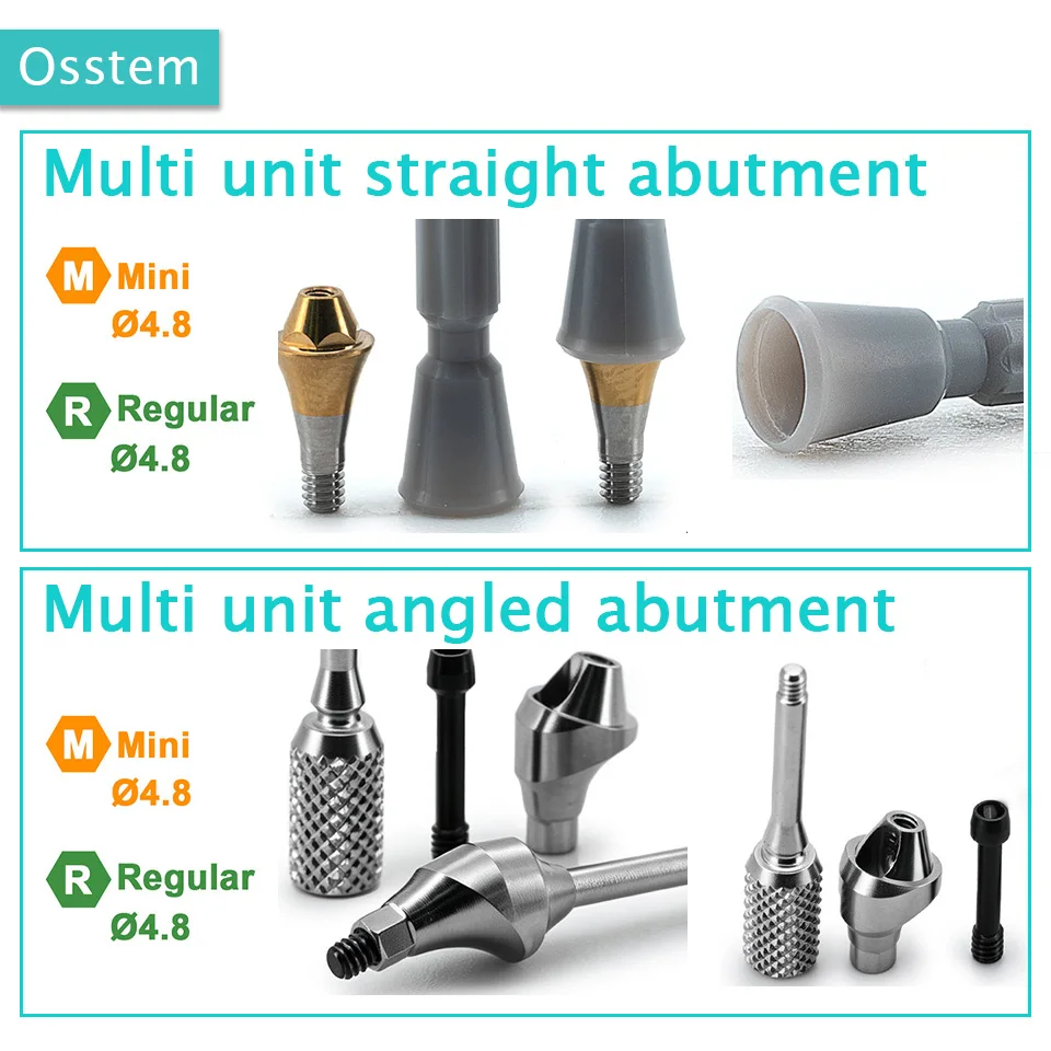 Multi Unit Straight Angled 17 30 Degree Abutment Set Compatible with Osstem Titanium Grade 5 Dental Implant Restoration Tool