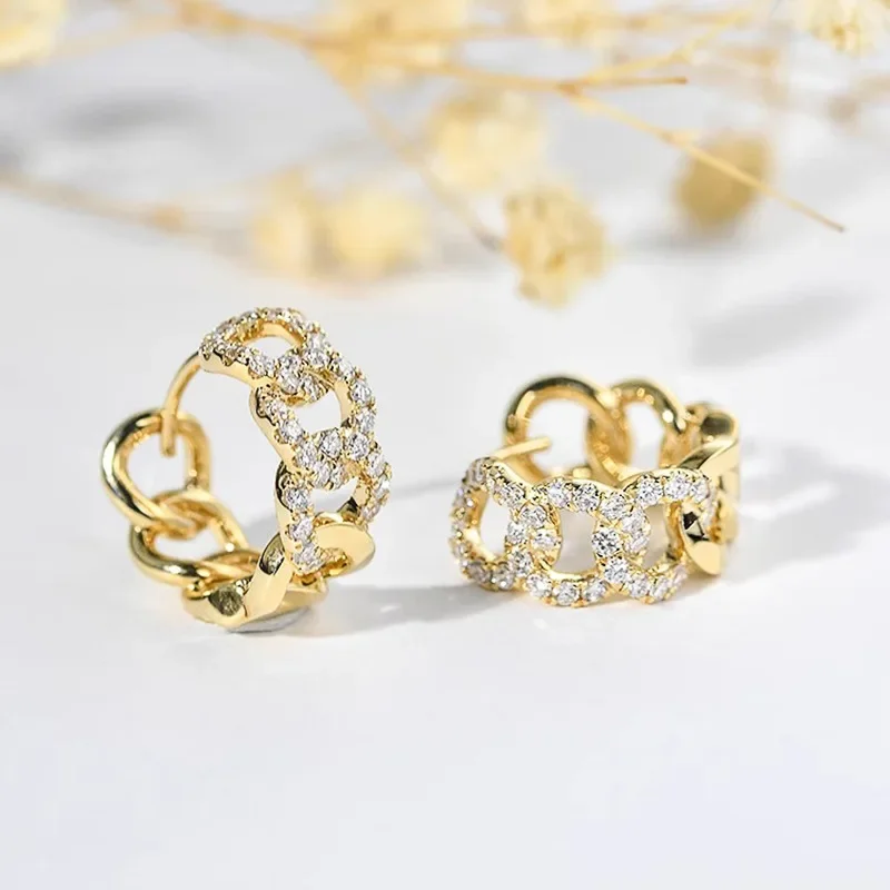 Sparkling Buckle Design, Personalized Fashion, Light Luxury Jewelry, European and American Micro Inlaid Zircon Ear Buckle view 6