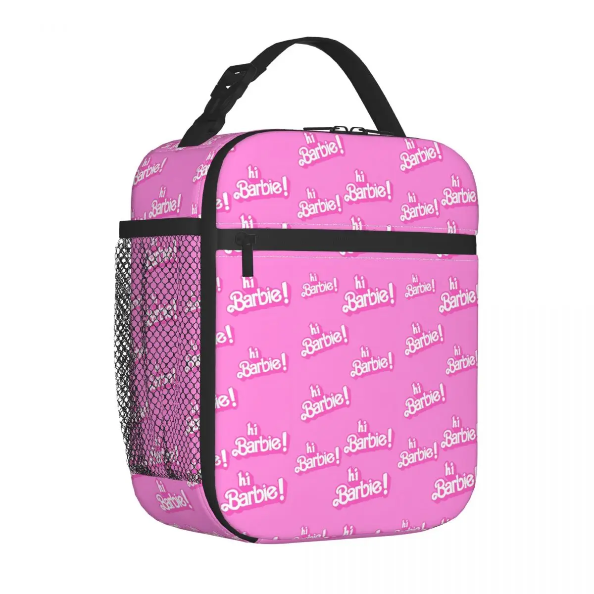 Pink Barbie Doll Pattern Lunch Bag Beach Lunch Box For Women Retro Print Tote Food Bags Oxford Cooler Bag