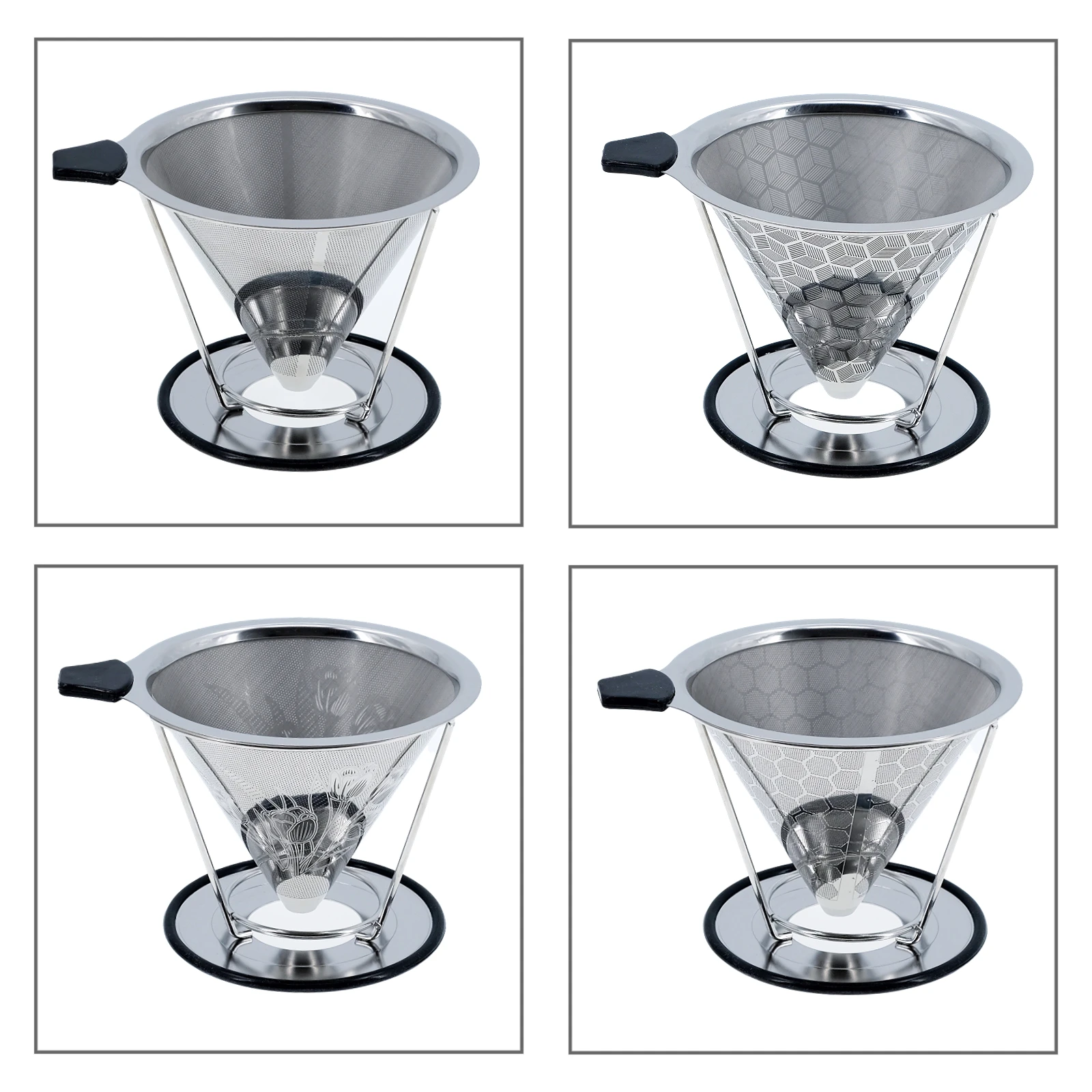 

Многоразовые фильтры для разлива кофе, двухслойные фильтры, воронка из нержавеющей стали, фильтр капельницы для кофе, чашка, прочные инструменты для приготовления кофе