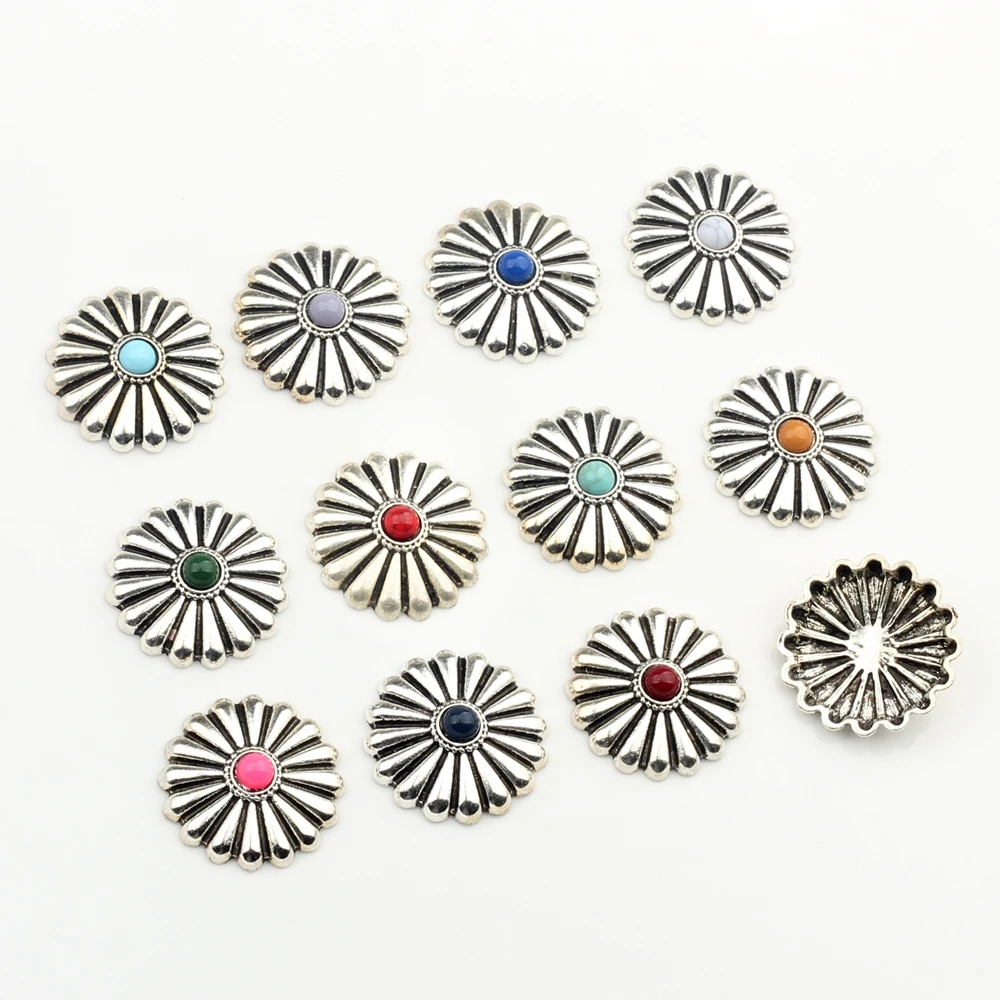 Zinc Alloy Round  Clothes Decorative Daisy Buttons Without Loop 3pcs/lot 28MM For DIY CONCHO Jewelry Accessories