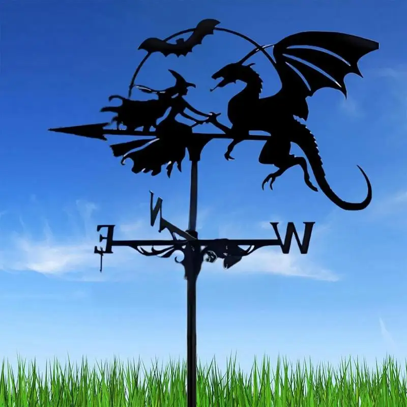 Weathervanes For Garden Iron Garden Weather Vane Yard Metal Art Outside Stake Weatherproof Wind Direction Indicator For