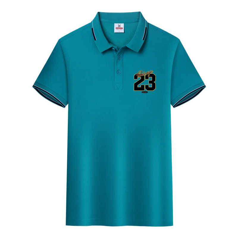 New men's T-shirt classic short sleeved polo shirt summer top casual T-shirt button collar plus size, logo can be added image 3