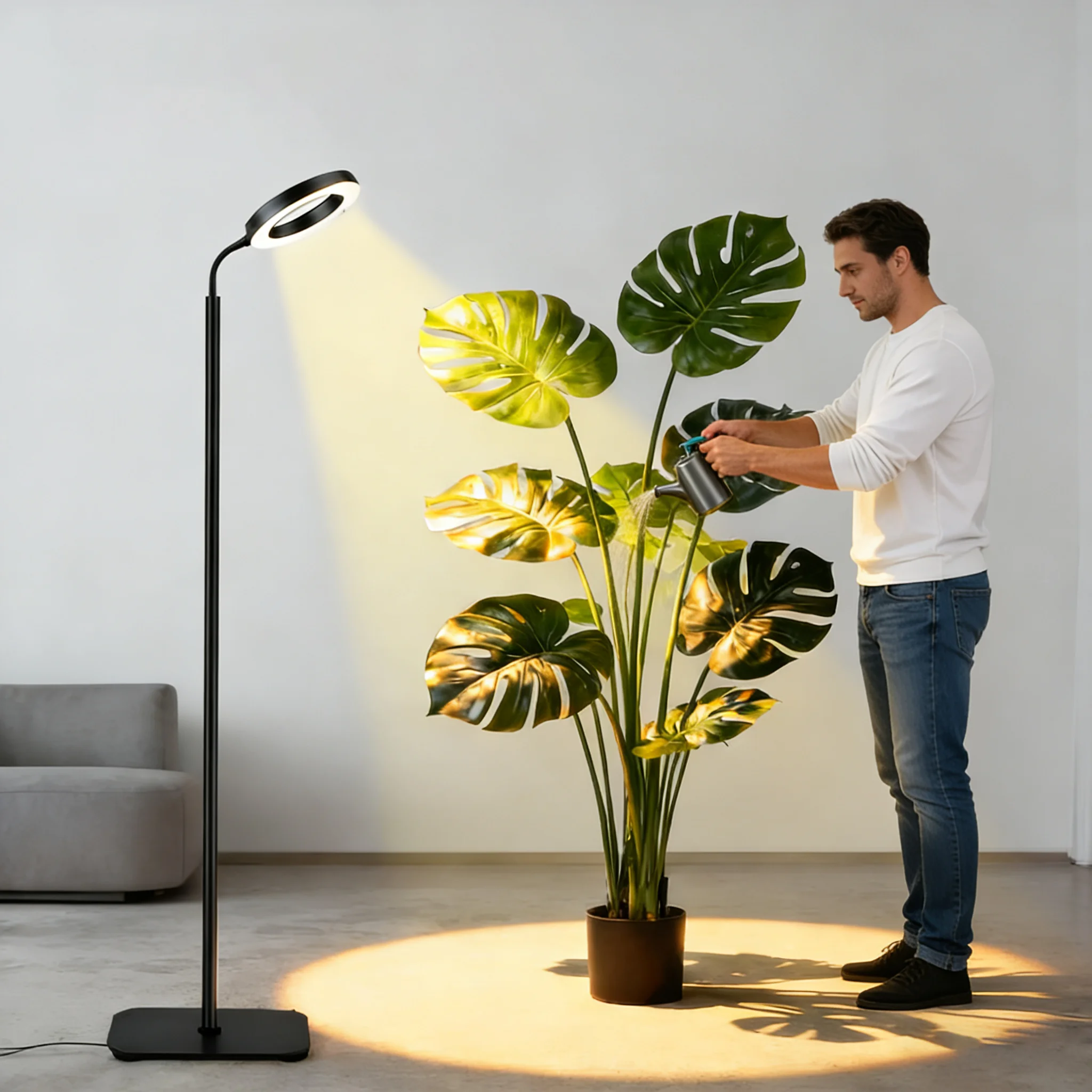 

Grow Lights for Indoor Plants, 20W Full Spectrum Floor Lamp with Auto Timer,10 Brightness, Height Adjustable,Flexible Gooseneck