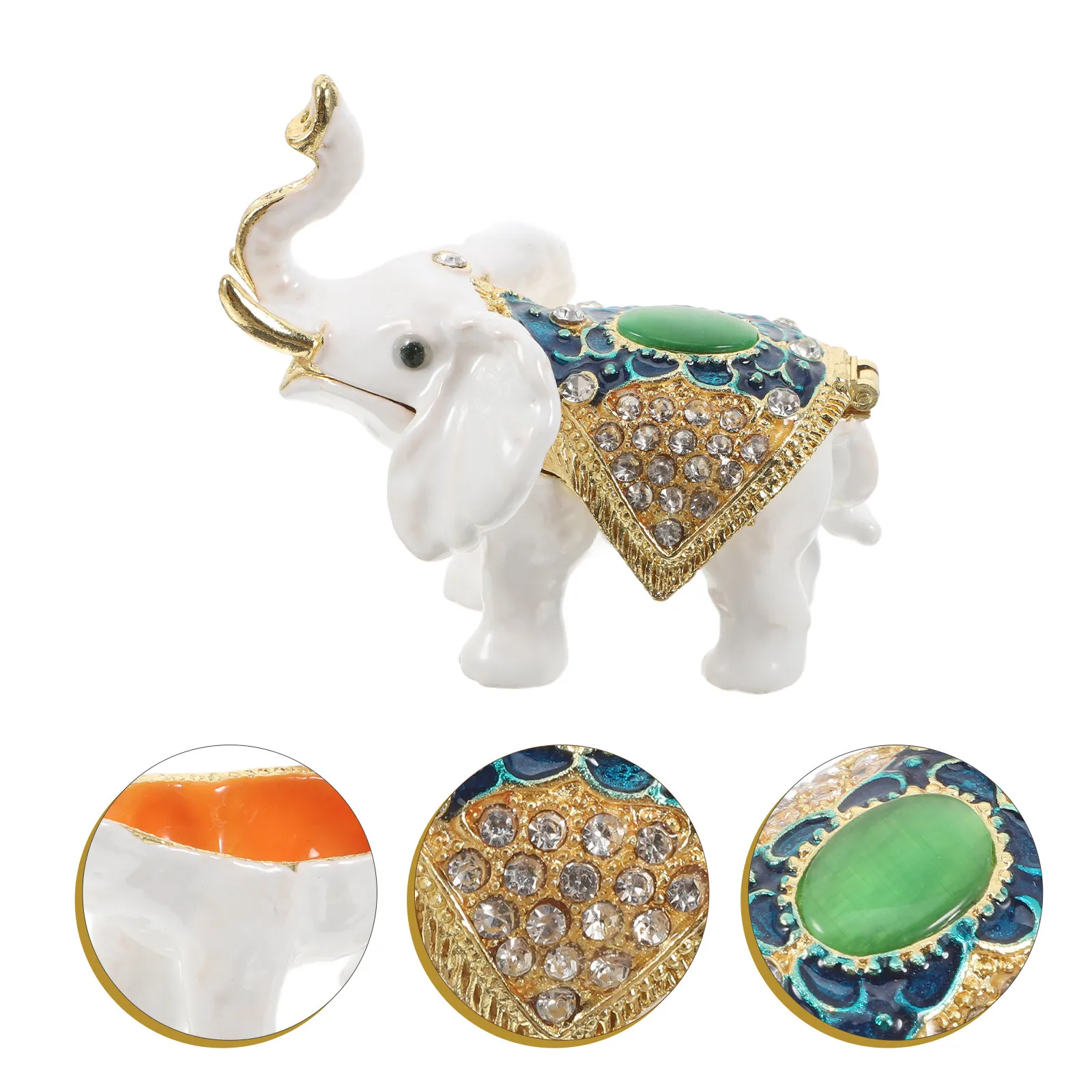 Elephant Jewelry Box Elegant Rhinestone Design Ring Holder Necklace Organizer Jewelry Storage Box Elephant Shape Trinkets