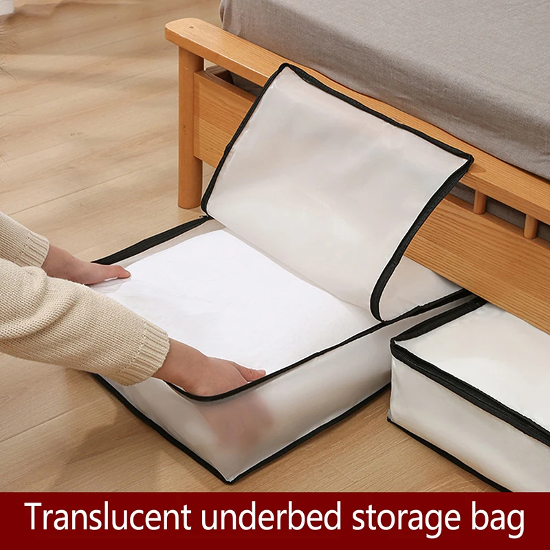 

PEVA Waterproof Quilt Storage Bag Large Capacity Clothing Storage Bag Under Bed Quilt Dustproof Bag Wardrobe Organizer