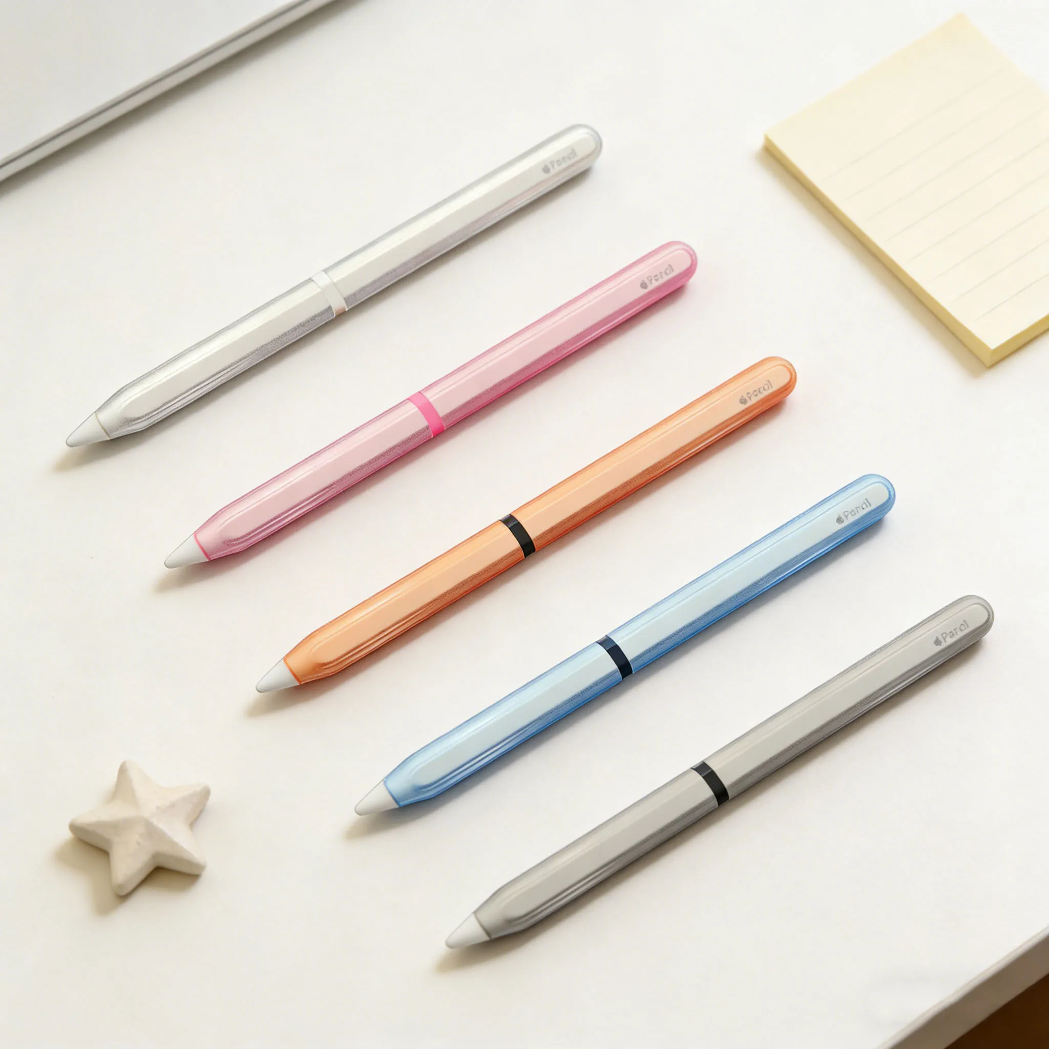 Transparent Pen Case For Apple Pencil 2 Pencil Pro Stylus Cases Solid Color Anti-scratch Protective Silicone Sleeve Pencil Cover