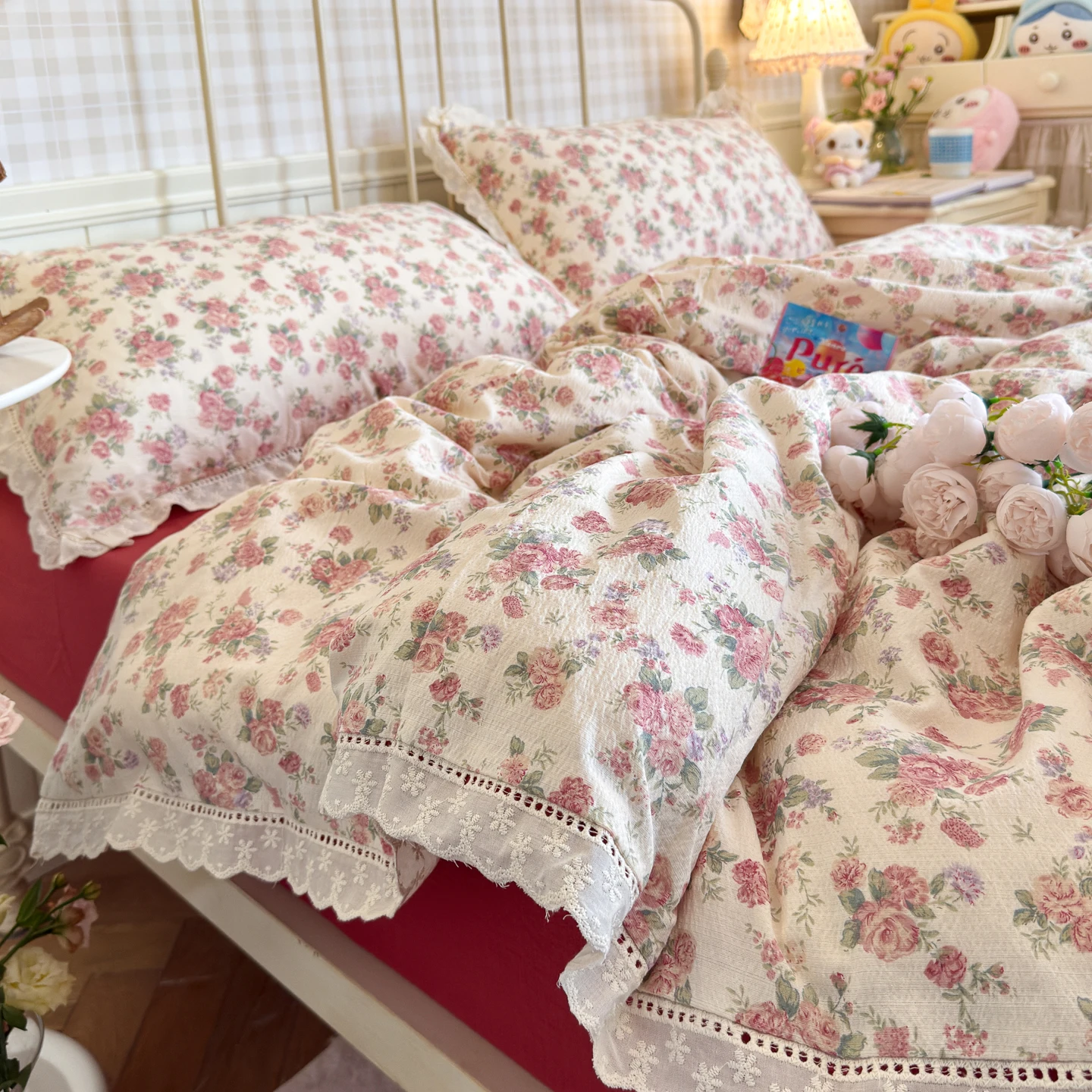 Bettwäsche-Set mit Blumenmuster, Prinzessin, Bettbezug, Bettwäsche-Set Zm бе Sosyal Set, Raumdekoration, Geburtstagsgeschenk, Schlafzimmer – Detail 7
