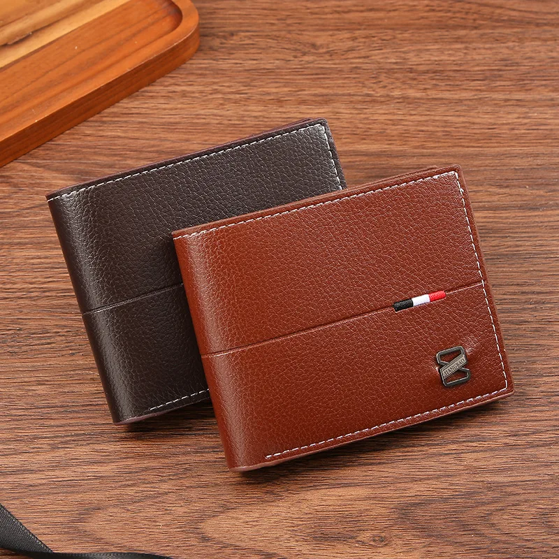 Cross border hot selling men's leather wallet, bank credit card holder, casual short PU leather coin bag, men's wallet