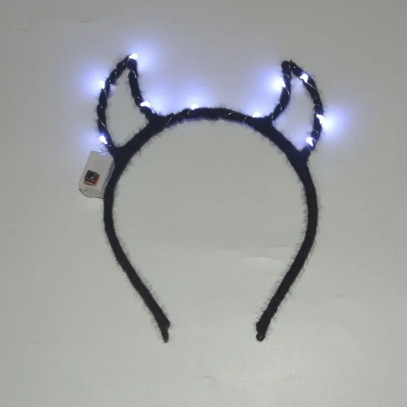 Adult Child Red Blinking Lights Demon Devil Horn Headband Cat Bunny Ear Party Gift Birthday Glow Party Supplies Wedding Festival