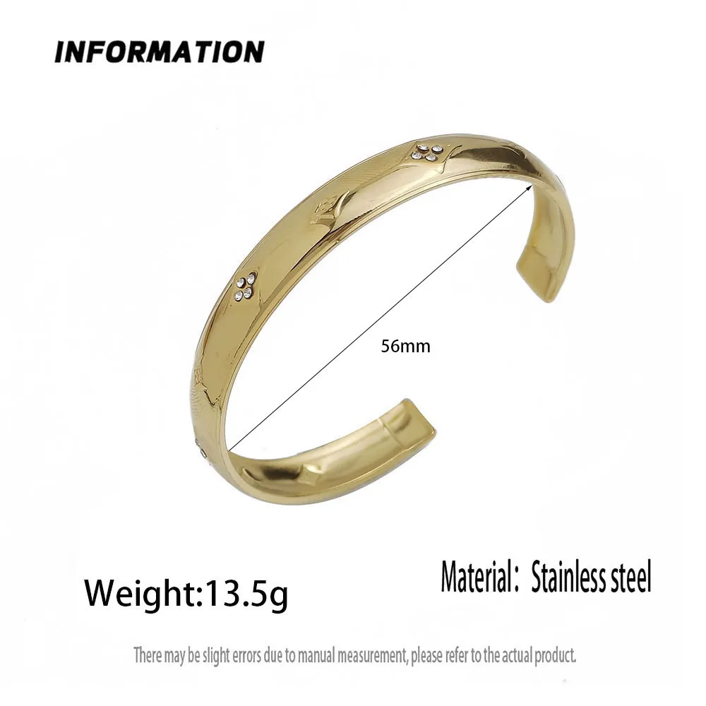 التصميم الأصلي سوار نسائي من الفولاذ المقاوم للصدأ مطلي بالذهب من الزركون بأربع أوراق البرسيم، مقاوم للماء وخالي من الصدأ، سوار للزوجين