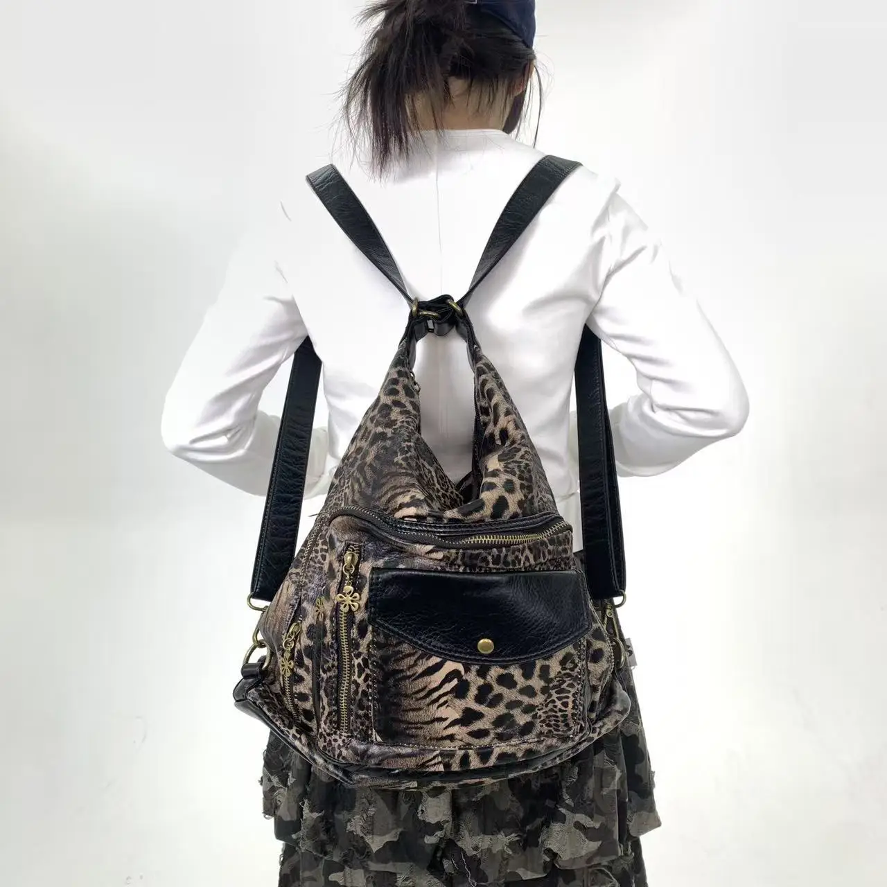 

Сумка через плечо с леопардовым принтом в стиле Y2K, вместительный многофункциональный рюкзак, новая женская сумка, сумка-кроссбоди