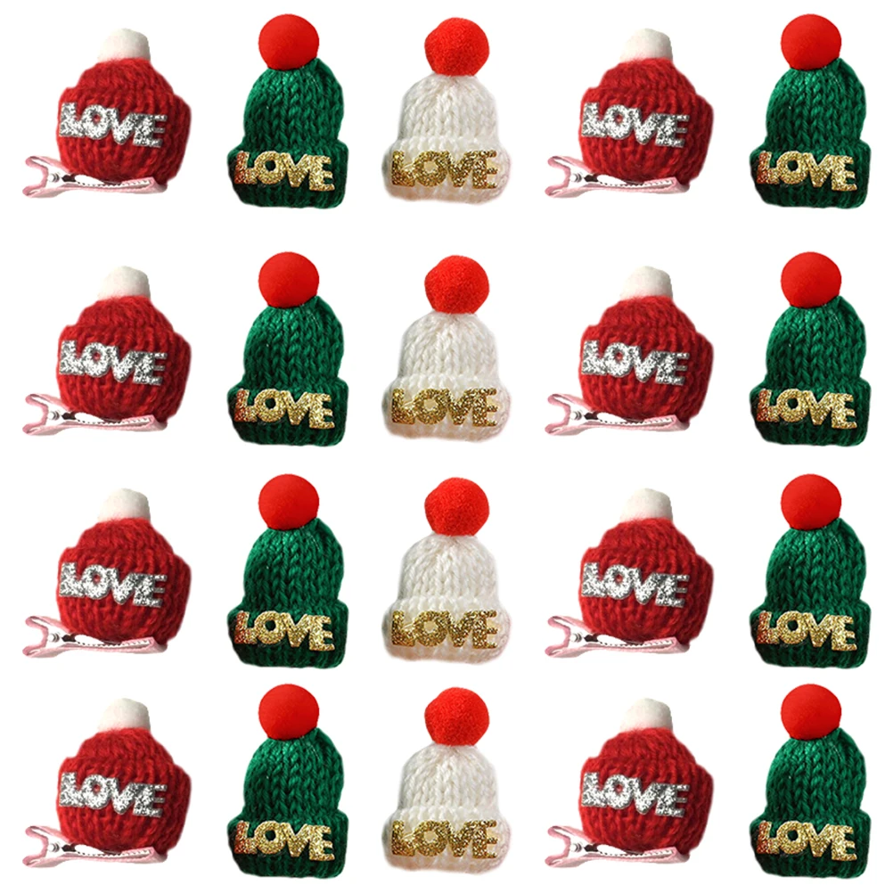 

20pcs Christmas Hat Hairpins Adorable Clips for Weaving Headdresses Small Gifts Babies Elegant Accessories