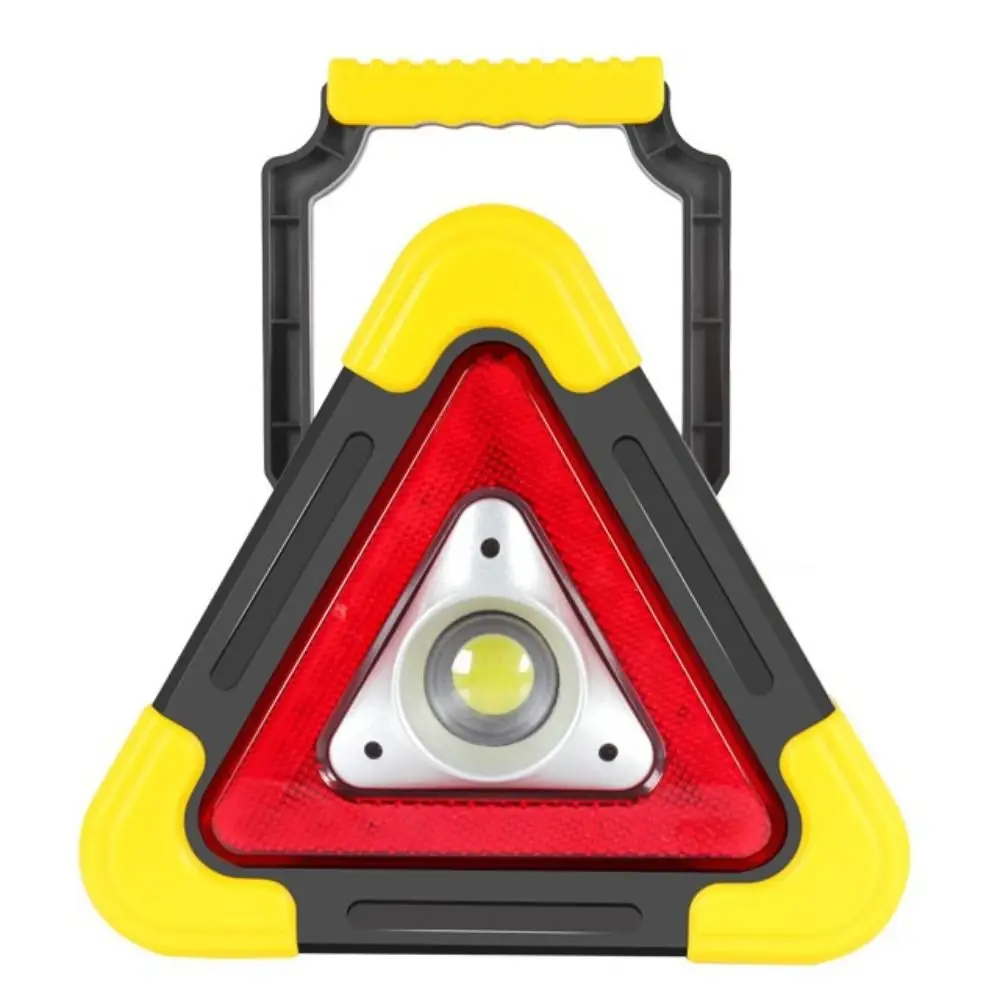 Portable 2-IN-1 Warning Light Solar Safety Triangle Warning Sign Roadside Breakdown LED Work Light Car