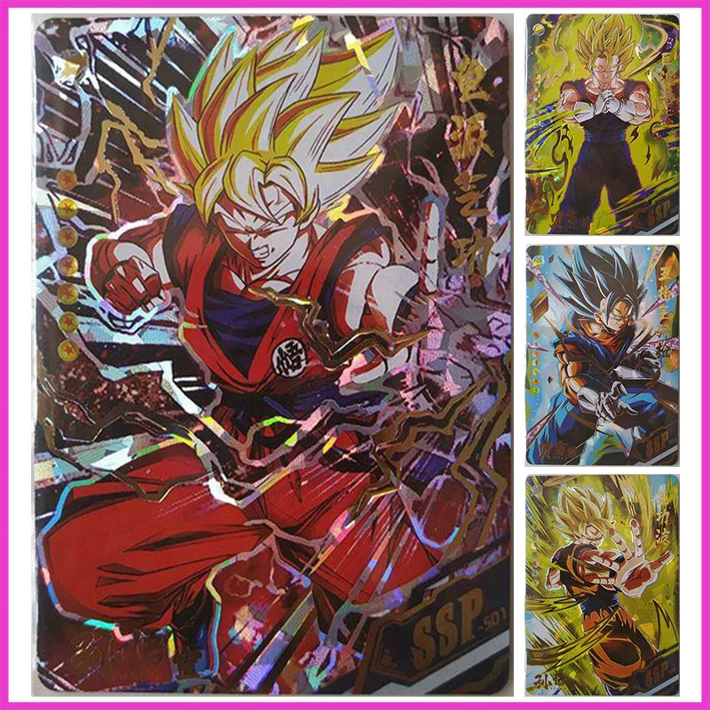 Anime Dragon Ball Rare SSP Laser Refraction Game Card Son Goku Vegetto Toys for boys Collectible Card Christmas Birthday Present