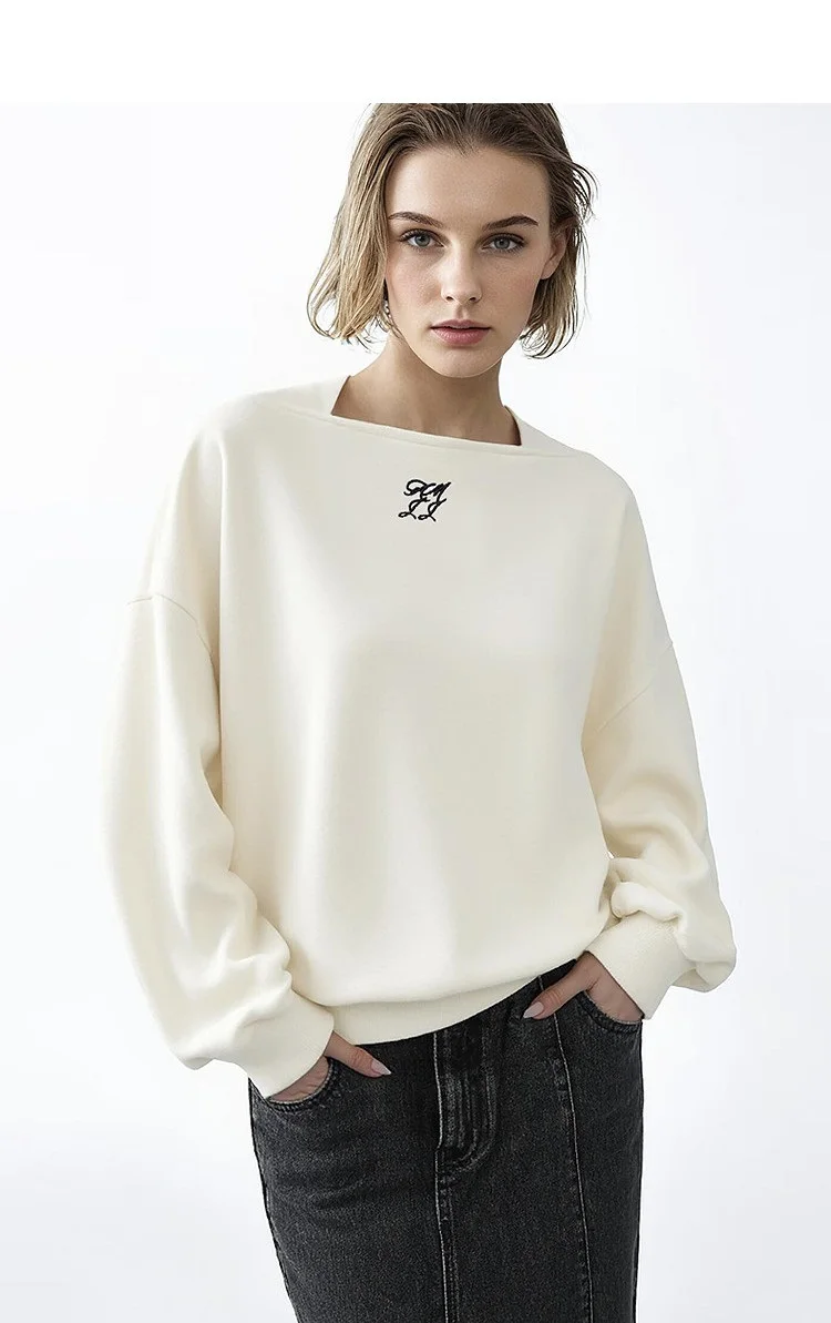 Amii Women's Oversize Sweatshirt Long Sleeve Letter Graphic Drop Shoulder Casual Loose Tops 2026 Autumn Female Clothing 12623134